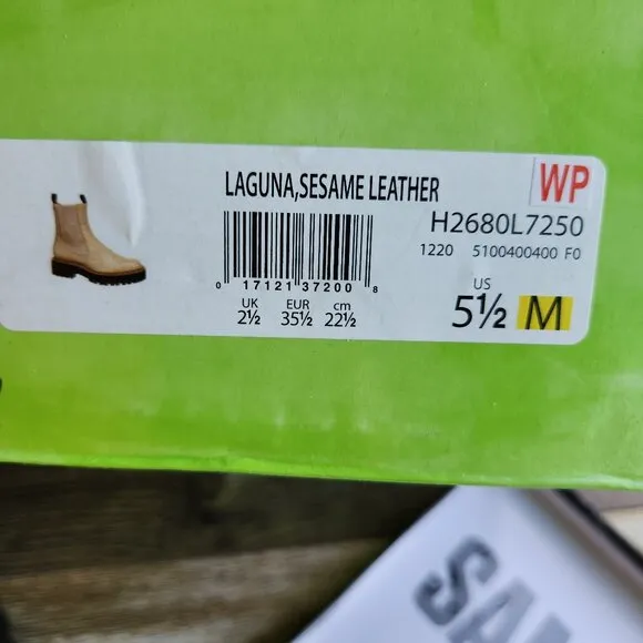 NIB Sam Edelman Laguna Sesame Leather Chelsea Boots Waterproof Lug Sole