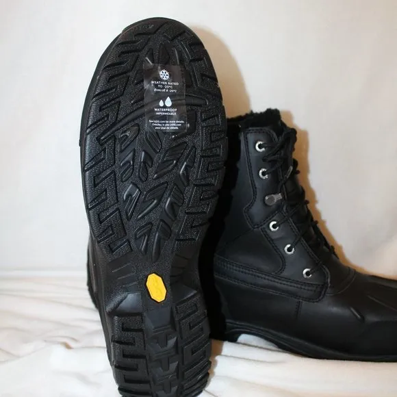 NIB UGG MEN'S FELTON WINTER LEATHER SHEARLING LINED‎ BOOTS BLACK