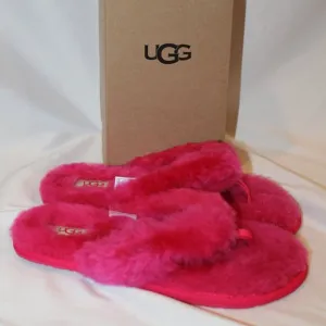 NIB UGG WOMEN'S SHEARLING‎ FLIP FLOP SLIPPER SANDALS FUSCHIA