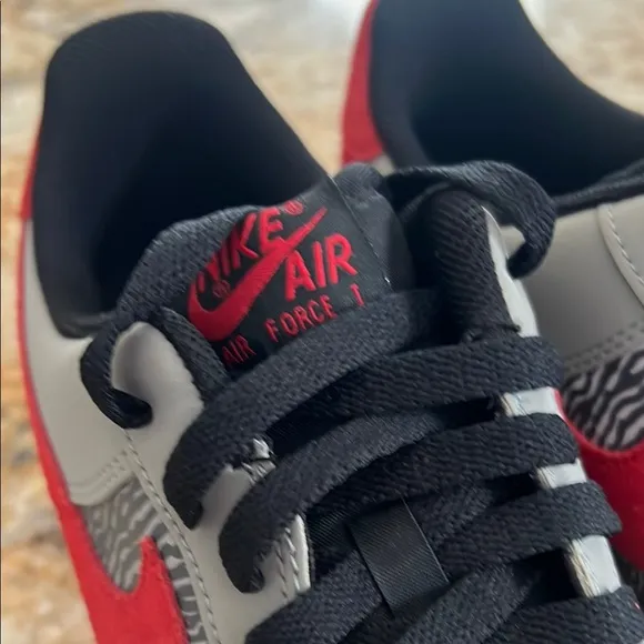 Nike Air Force 1 Men's Gray and Red Sneakers