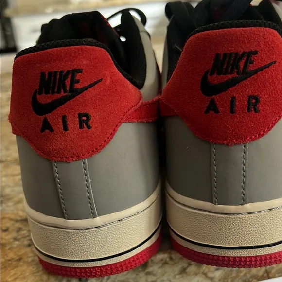 Nike Air Force 1 Men's Gray and Red Sneakers