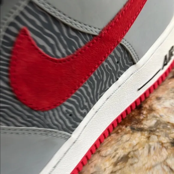 Nike Air Force 1 Men's Gray and Red Sneakers