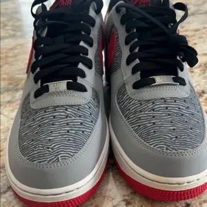 Nike Air Force 1 Men's Gray and Red Sneakers