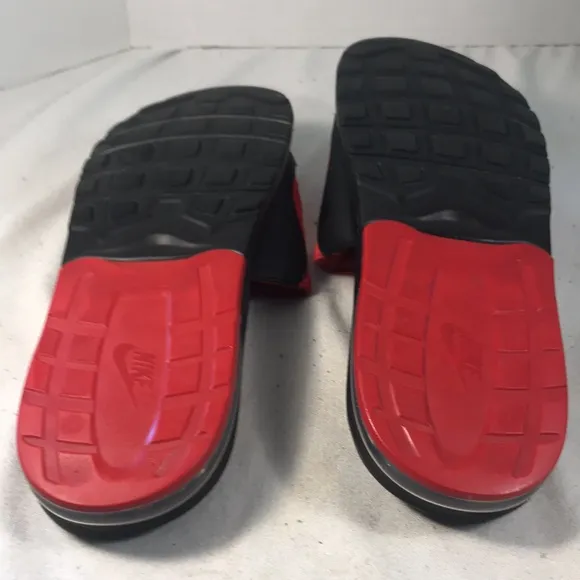 Nike Air Max Camden Men’s Red and Black Slip On Slide Sandals Flip Flops Size 14