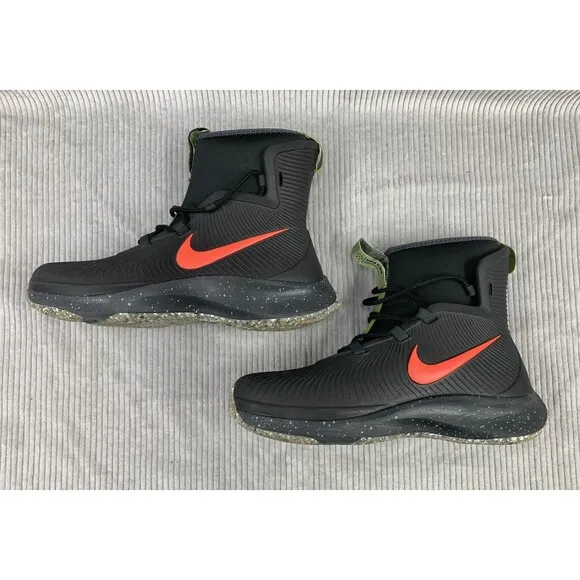 Nike Binzie Waterproof Rain Boots Youth Boys Size 5Y Black Red Swoosh BQ5380 001