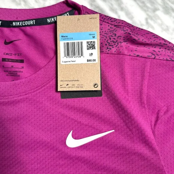 Nike Dri-Fit Court Slam Tennis Jersey Shirt FQ2018-518 purple Men’s Medium NEW