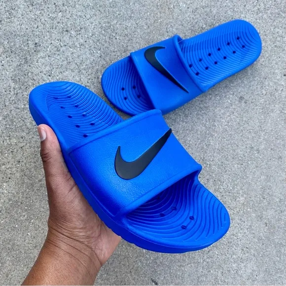 NIKE KAWA SHOWER SANDALSSWOOSH BLK BLUES WATER RUBBERS