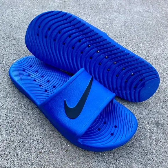NIKE KAWA SHOWER SANDALSSWOOSH BLK BLUES WATER RUBBERS