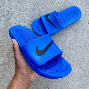 NIKE KAWA SHOWER SANDALSSWOOSH BLK BLUES WATER RUBBERS