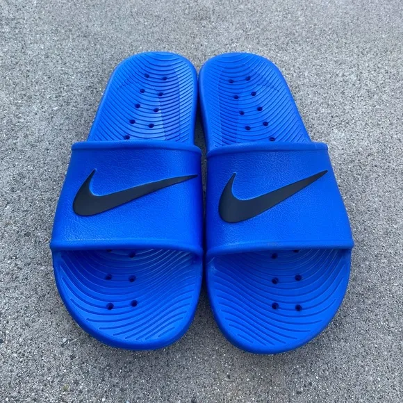 NIKE KAWA SHOWER SANDALSSWOOSH BLK BLUES WATER RUBBERS