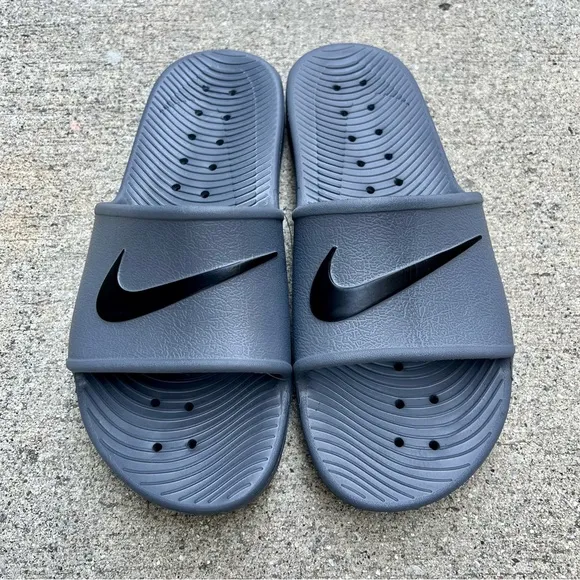 NIKE KAWA SHOWER SANDALSSWOOSH BLK GRY WATER RUBBERS