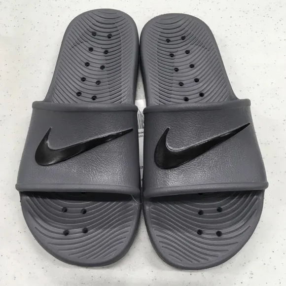 NIKE KAWA SHOWER SANDALSSWOOSH BLK GRY WATER RUBBERS