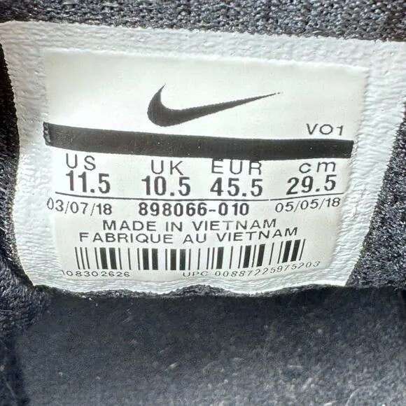 Nike Lunar Fingertrap TR Running Shoes Men's 11.5 Black Elastic Laces 898066-010