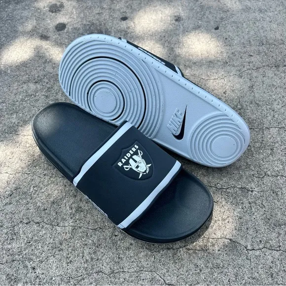 NIKE OFFCOURT SLIDE RAIDERS NFL LAS VEGAS OAKLAND BLACK