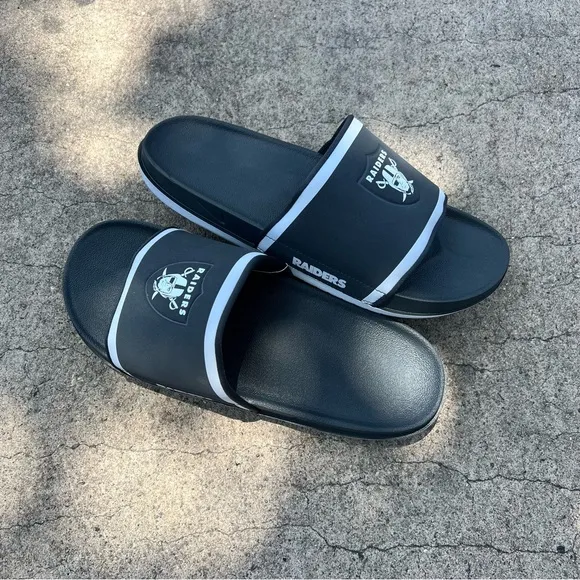 NIKE OFFCOURT SLIDE RAIDERS NFL LAS VEGAS OAKLAND BLACK