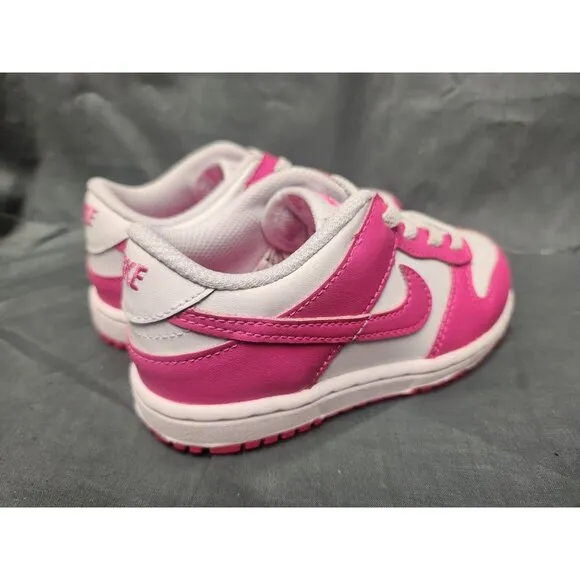 Nike Toddlers Dunk Low (TD) Sneakers Slip-On White Pink Size 9 NEW IN BOX!
