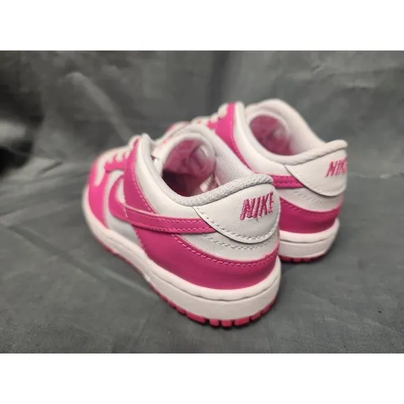 Nike Toddlers Dunk Low (TD) Sneakers Slip-On White Pink Size 9 NEW IN BOX!