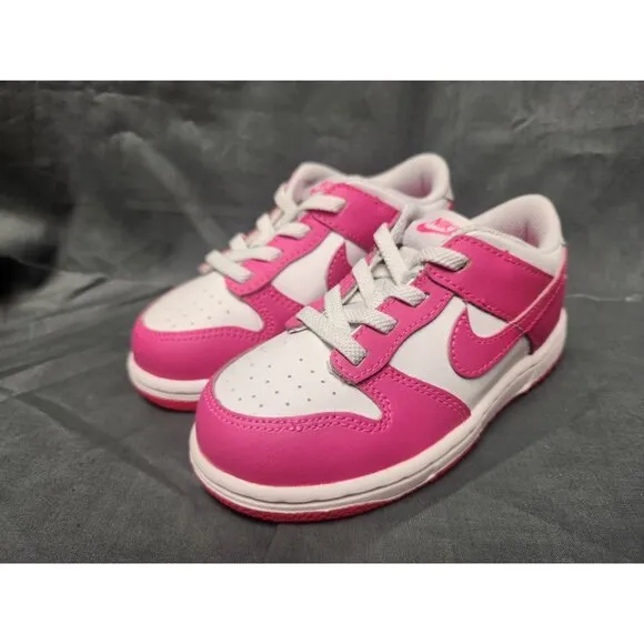 Nike Toddlers Dunk Low (TD) Sneakers Slip-On White Pink Size 9 NEW IN BOX!