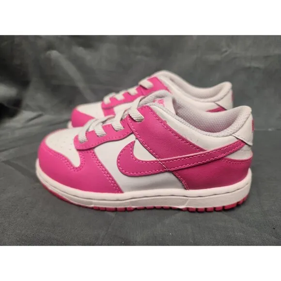 Nike Toddlers Dunk Low (TD) Sneakers Slip-On White Pink Size 9 NEW IN BOX!