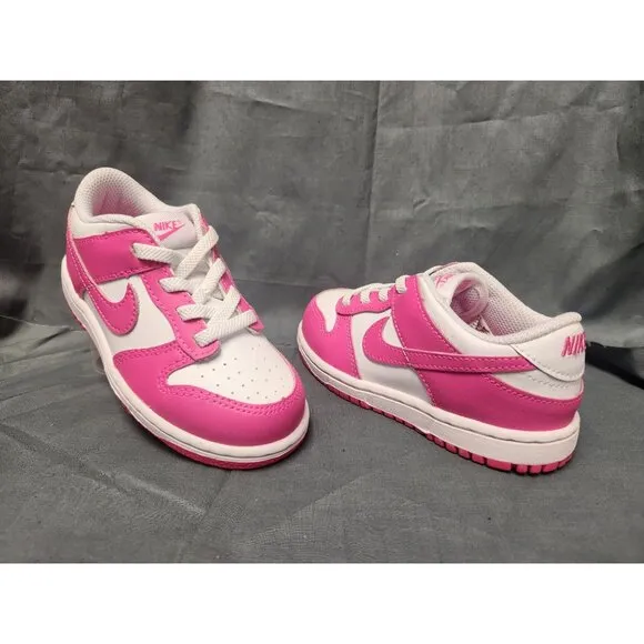 Nike Toddlers Dunk Low (TD) Sneakers Slip-On White Pink Size 9 NEW IN BOX!