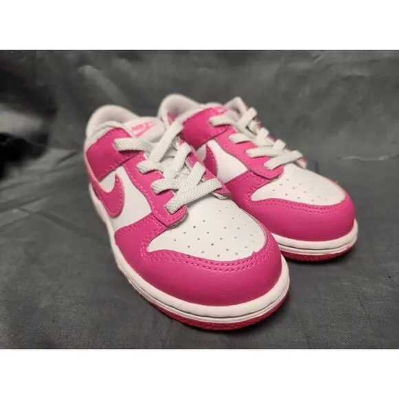 Nike Toddlers Dunk Low (TD) Sneakers Slip-On White Pink Size 9 NEW IN BOX!