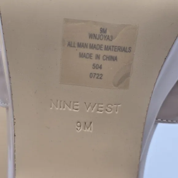 Nine West Joya3 Block Heel Ankle Strap Sandals, Nude, like-new, Size 9M