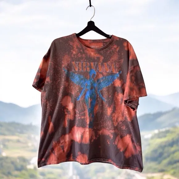 Nirvana In Utero Reverse Tie-Dye Band Tee XL | 90s Grunge Alt Rock Vintage Vibe