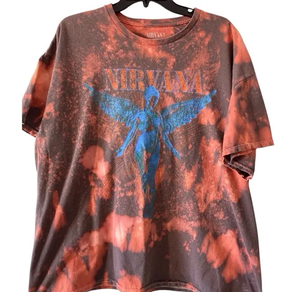 Nirvana In Utero Reverse Tie-Dye Band Tee XL | 90s Grunge Alt Rock Vintage Vibe