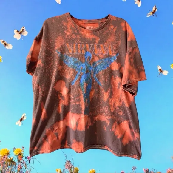 Nirvana In Utero Reverse Tie-Dye Band Tee XL | 90s Grunge Alt Rock Vintage Vibe