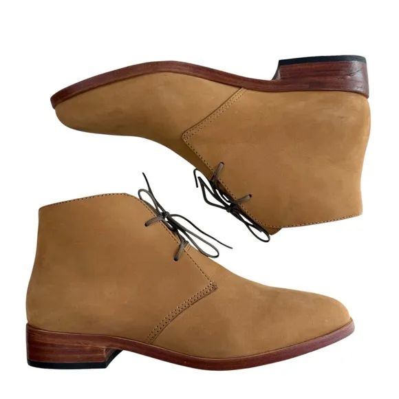 Nisolo Issa Tan Leather Almond Toe Lace-Up Chukka Boots Women's Size 6.5