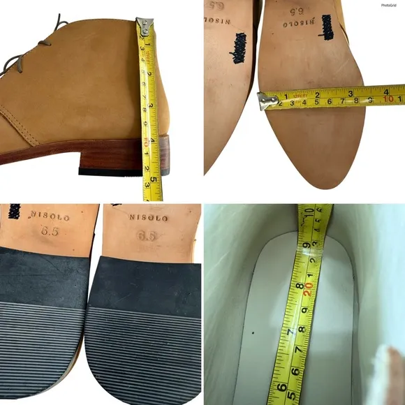 Nisolo Issa Tan Leather Almond Toe Lace-Up Chukka Boots Women's Size 6.5
