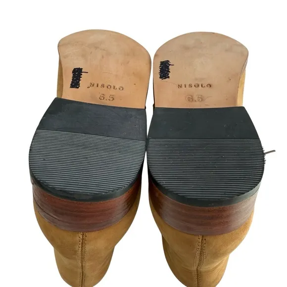 Nisolo Issa Tan Leather Almond Toe Lace-Up Chukka Boots Women's Size 6.5