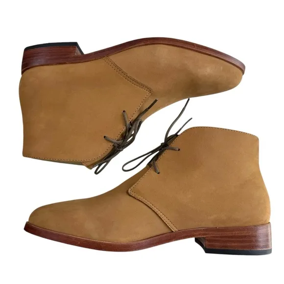 Nisolo Issa Tan Leather Almond Toe Lace-Up Chukka Boots Women's Size 6.5
