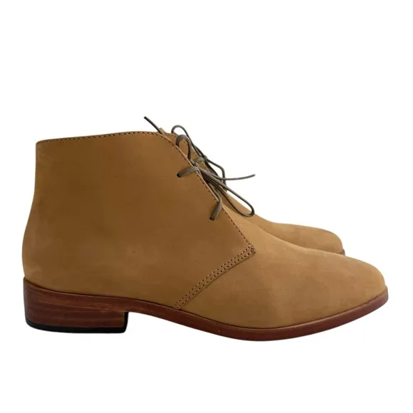Nisolo Issa Tan Leather Almond Toe Lace-Up Chukka Boots Women's Size 6.5