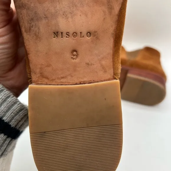 Nisolo Womens Nutmeg Suede &amp; Leather Chelsea Every Day Boots Booties Size 9
