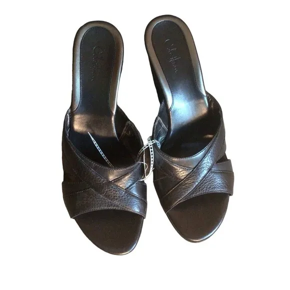 NWB Cole Haan Leona strap slide Heeled  sandals sz 10