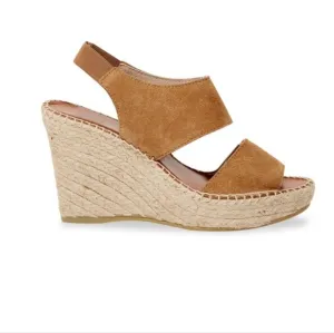 NWOB Andre Assous Suede Camel Espadrille Wedge Sandals size 10‎
