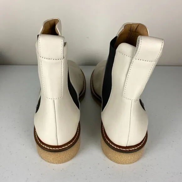 NWOB Everlane The Chelsea Boots Ivory Platform Booties Leather 9 Gum Soles