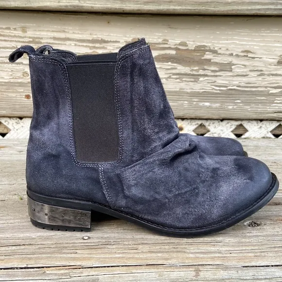 NWOB Free People Steel Grey Slouched Suede Ankle Boots Women's Size 10