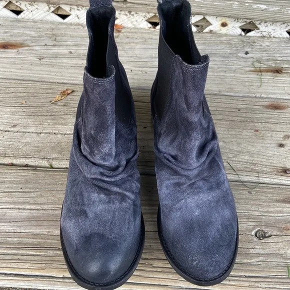 NWOB Free People Steel Grey Slouched Suede Ankle Boots Women's Size 10
