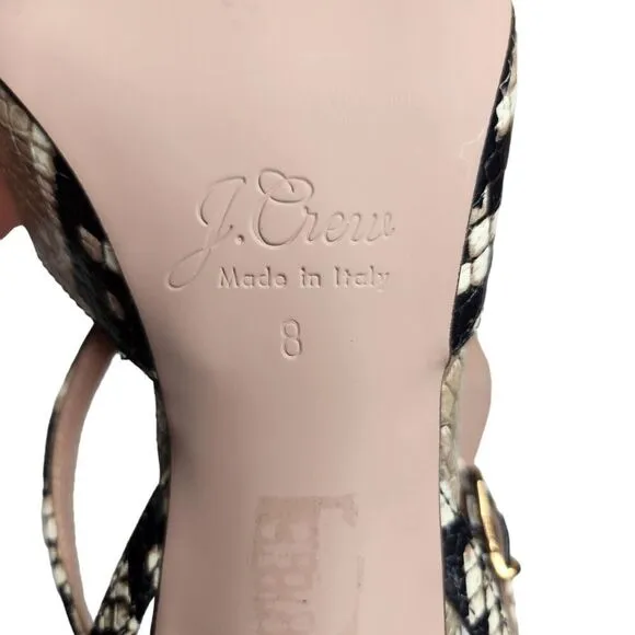 NWOB J. crew Elsie women's snakeskin leather mobwife career strappy sandals 8M