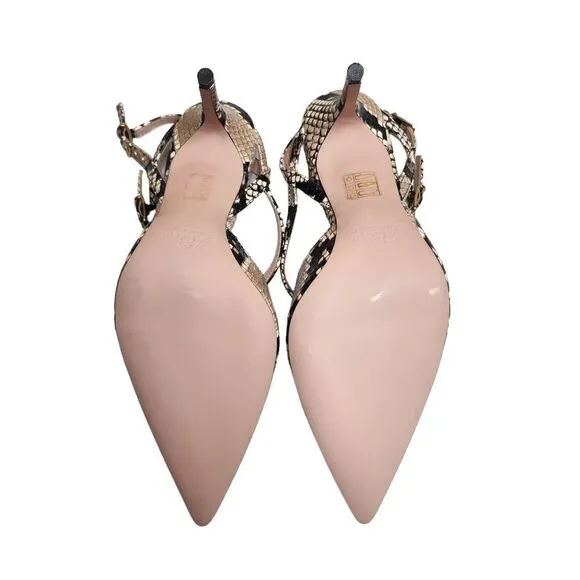 NWOB J. crew Elsie women's snakeskin leather mobwife career strappy sandals 8M