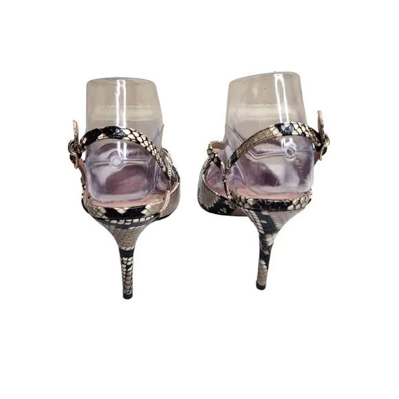 NWOB J. crew Elsie women's snakeskin leather mobwife career strappy sandals 8M