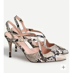 NWOB J. crew Elsie women's snakeskin leather mobwife career strappy sandals 8M