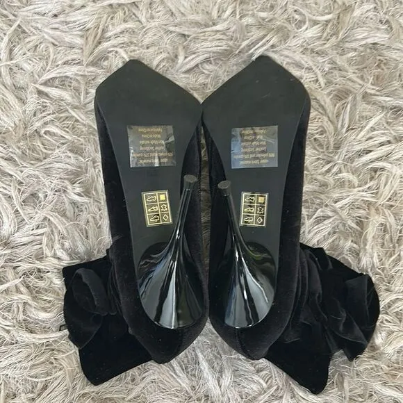 NWOB Jeffrey Campbell Florette Velvet Pointed Toe Sock Ankle Boots Black Sz 8.5