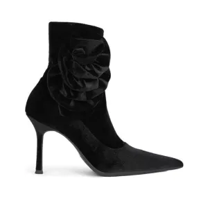 NWOB Jeffrey Campbell Florette Velvet Pointed Toe Sock Ankle Boots Black Sz 8.5