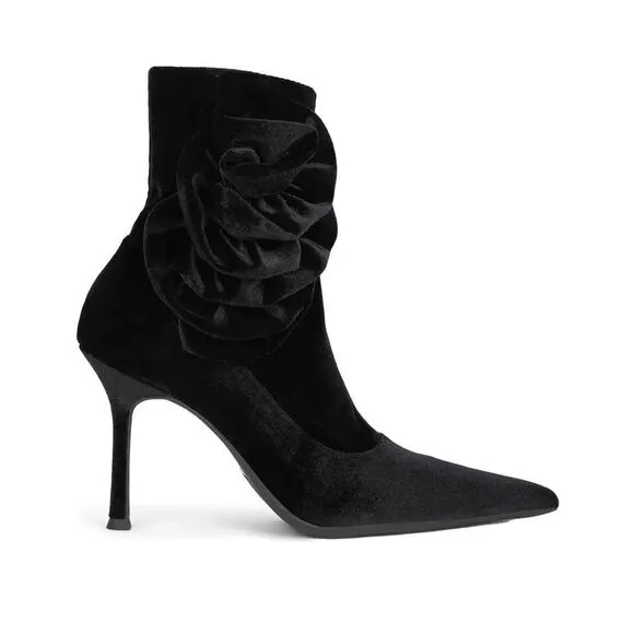 NWOB Jeffrey Campbell Florette Velvet Pointed Toe Sock Ankle Boots Black Sz 8.5