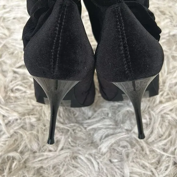 NWOB Jeffrey Campbell Florette Velvet Pointed Toe Sock Ankle Boots Black Sz 8.5