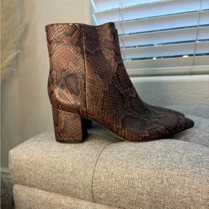 NWOB- Marc Fisher Leather Snake Print Ankle Boots 7