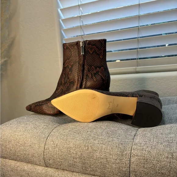 NWOB- Marc Fisher Leather Snake Print Ankle Boots 7
